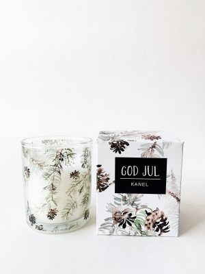 Duftlys i gaveeske 6x7cm  "god jul" - kanel