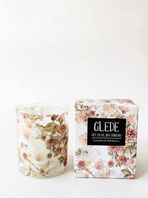 Duftlys i gaveeske 6x7cm  "Glede" - Sjasmin/bomull