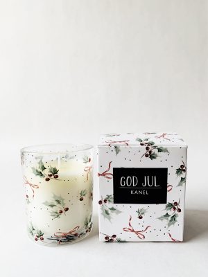 Duftlys i gaveeske 6x7cm "God jul" - kanel