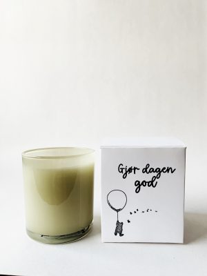 Duftlys i gaveeske 8x9cm "gjør dagen god" - bomull