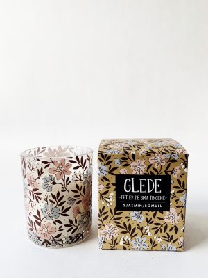 Duftlys i gaveeske 6x7 "glede" - sjasmin/bomull