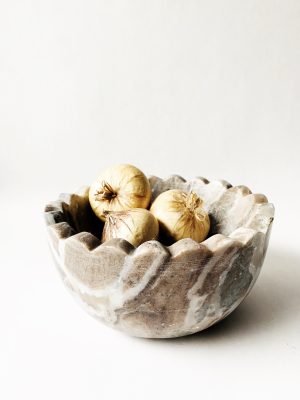 Marmor bolle m bølgekant 20x10 cm