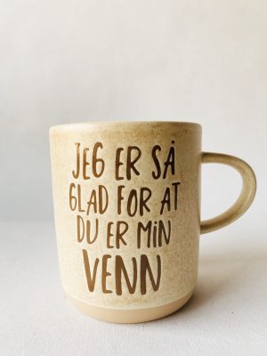 Krus 9,5 cm"Jeg er så glad for-venn"