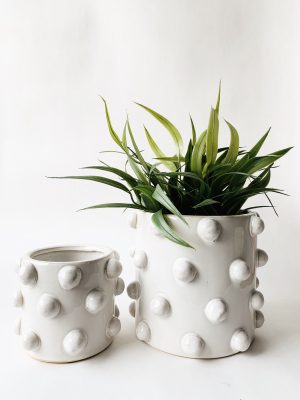 Keramikk krukke dot S 13,5x12 cm creme