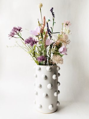 Keramikk krukke dot L 15,5x23,5 cm creme