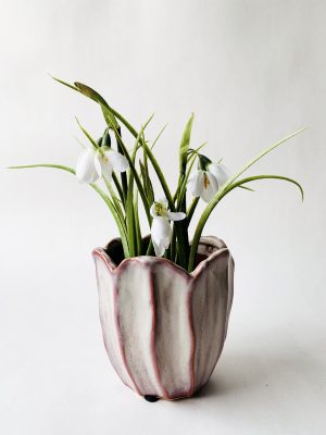 Keramikk potte blomst 11x11 cm rosa