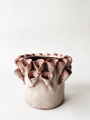 Keramikk krukke blomst 16x12 cm rosa