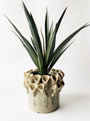 Keramikk krukke blomst 16x12 cm grønn