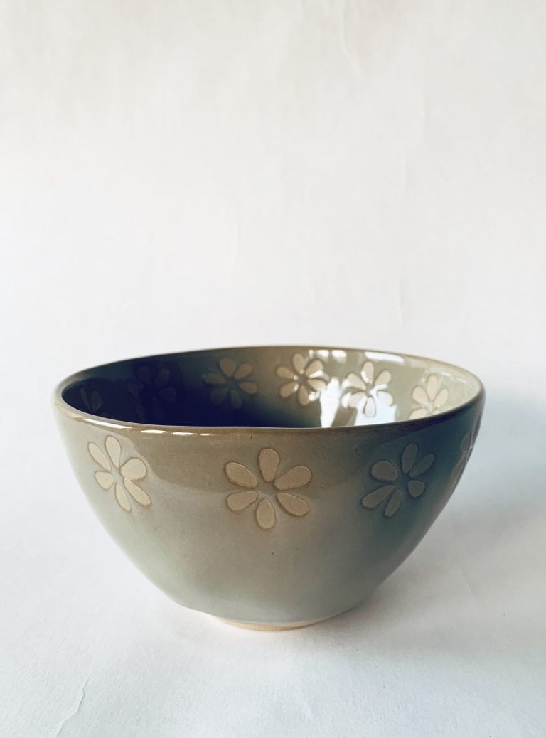 Keramikkbolle 15×8,5 cm blågrønn
