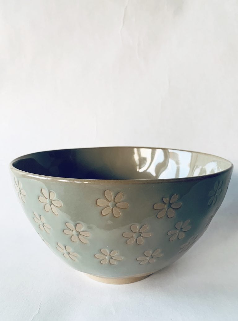 Keramikk salatbolle 22,5×12 cm blågrønn