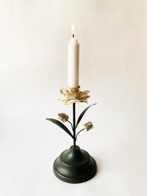 Lysestake metall rose h 18 cm creme