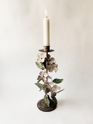 Lysestake metall kirsebærblomst h 30 cm