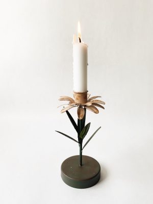 Lysestake metall prestekrage h 17 cm rosa