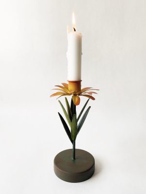 Lysestake metall prestekrage h 17 cm orange