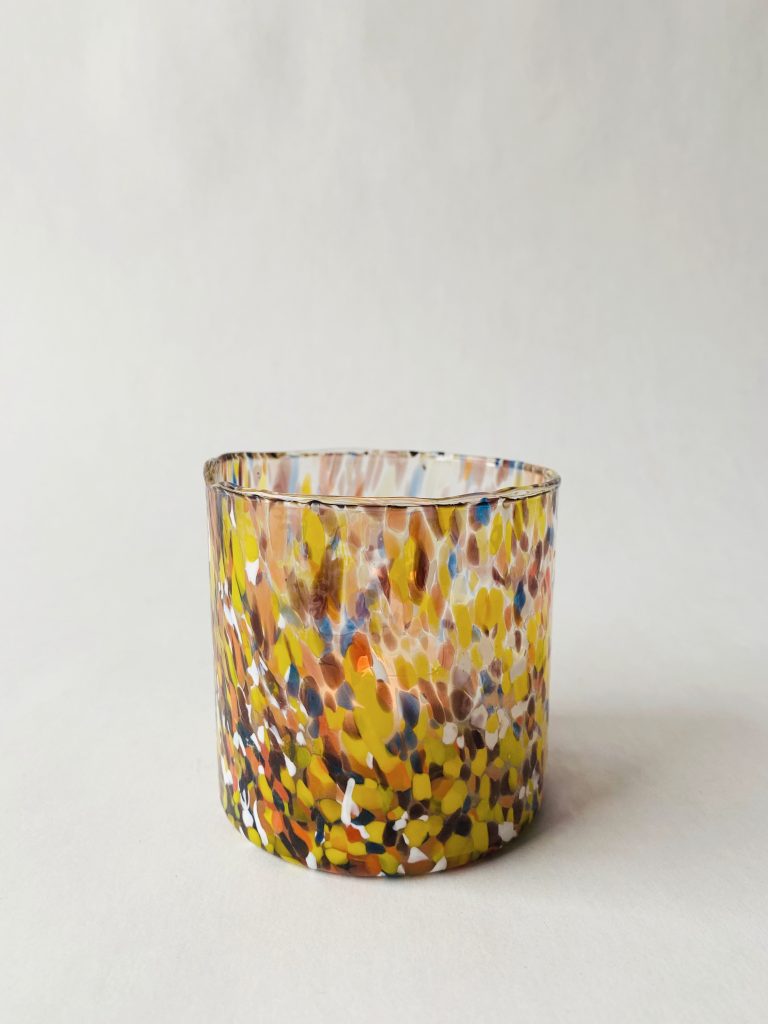 Lysglass munnblåst 8×9 cm yellow