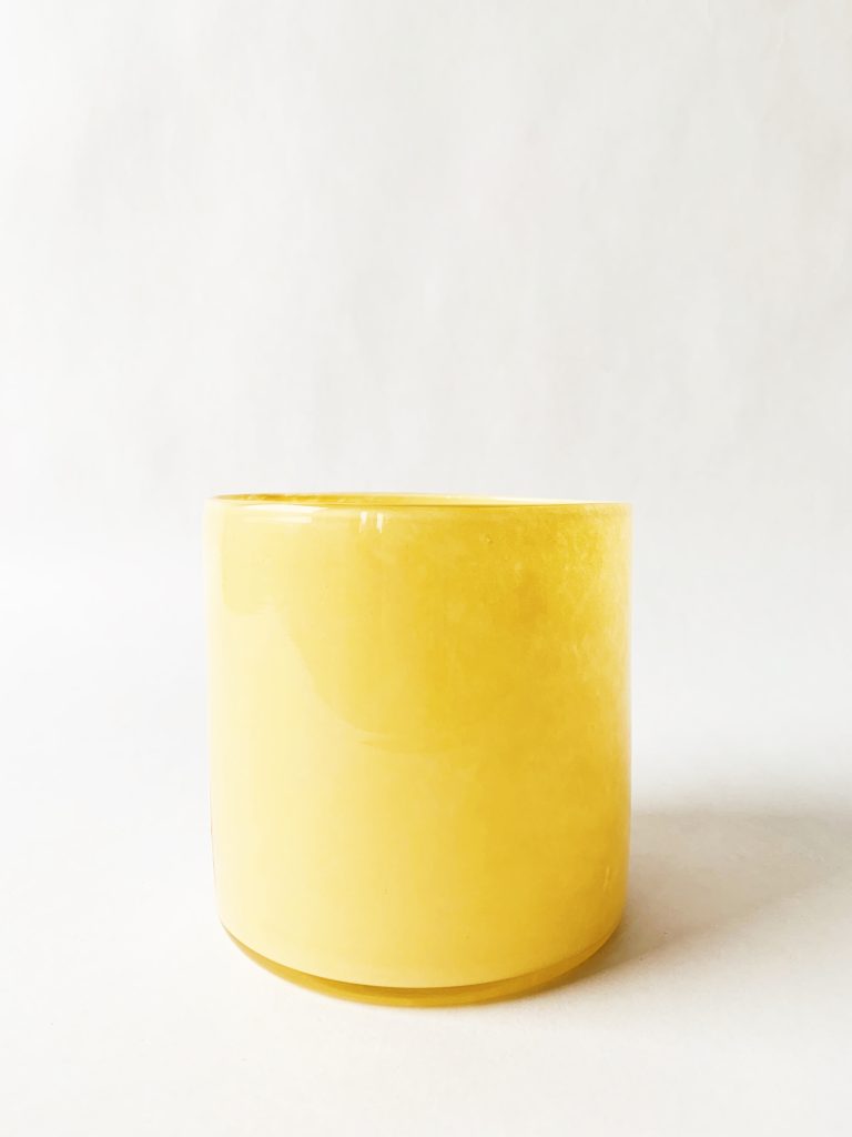 Lysglass munnblåst 10×10 cm gul