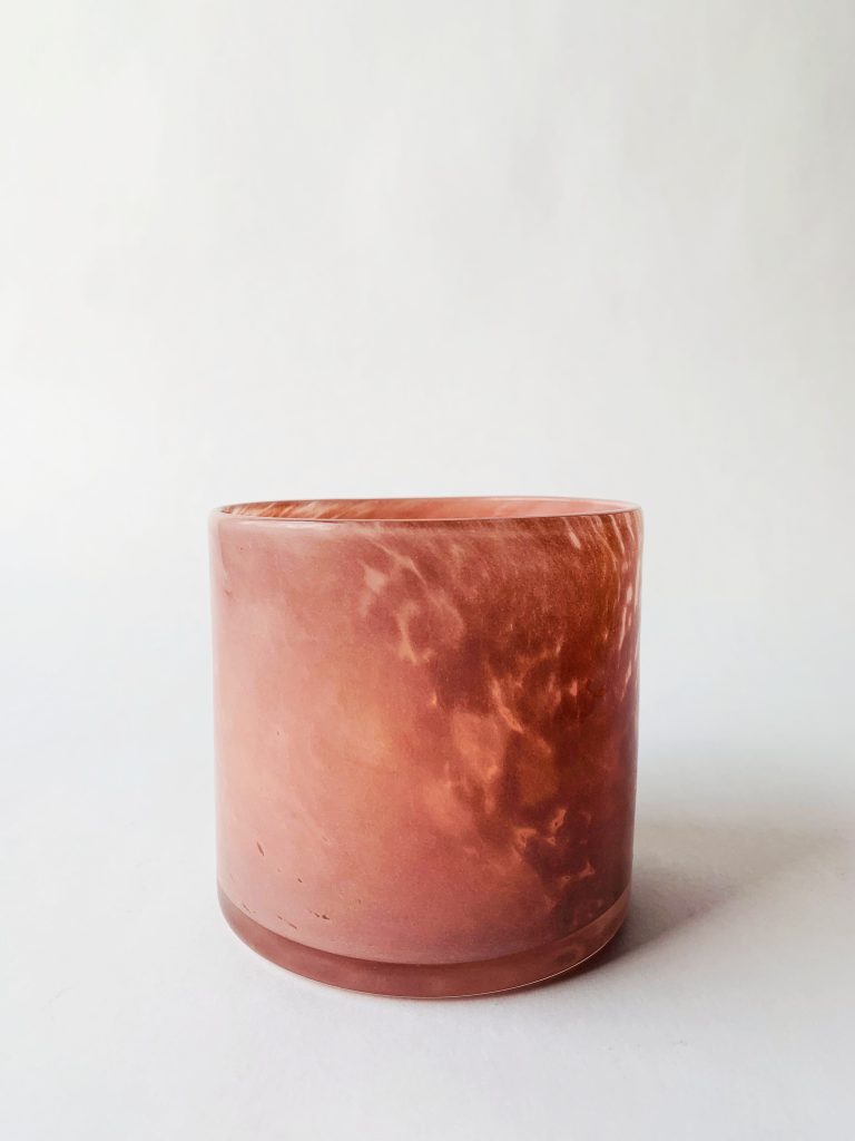 Lysglass munnblåst 10×10 cm rosa