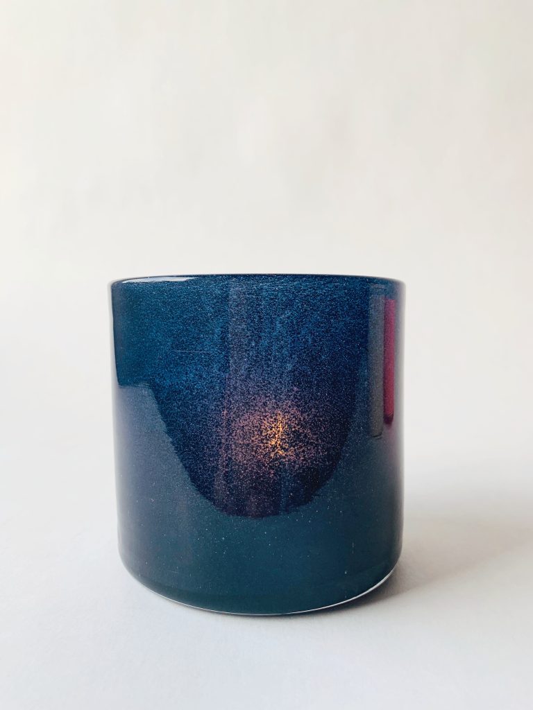 Lysglass munnblåst 10×10 cm blå