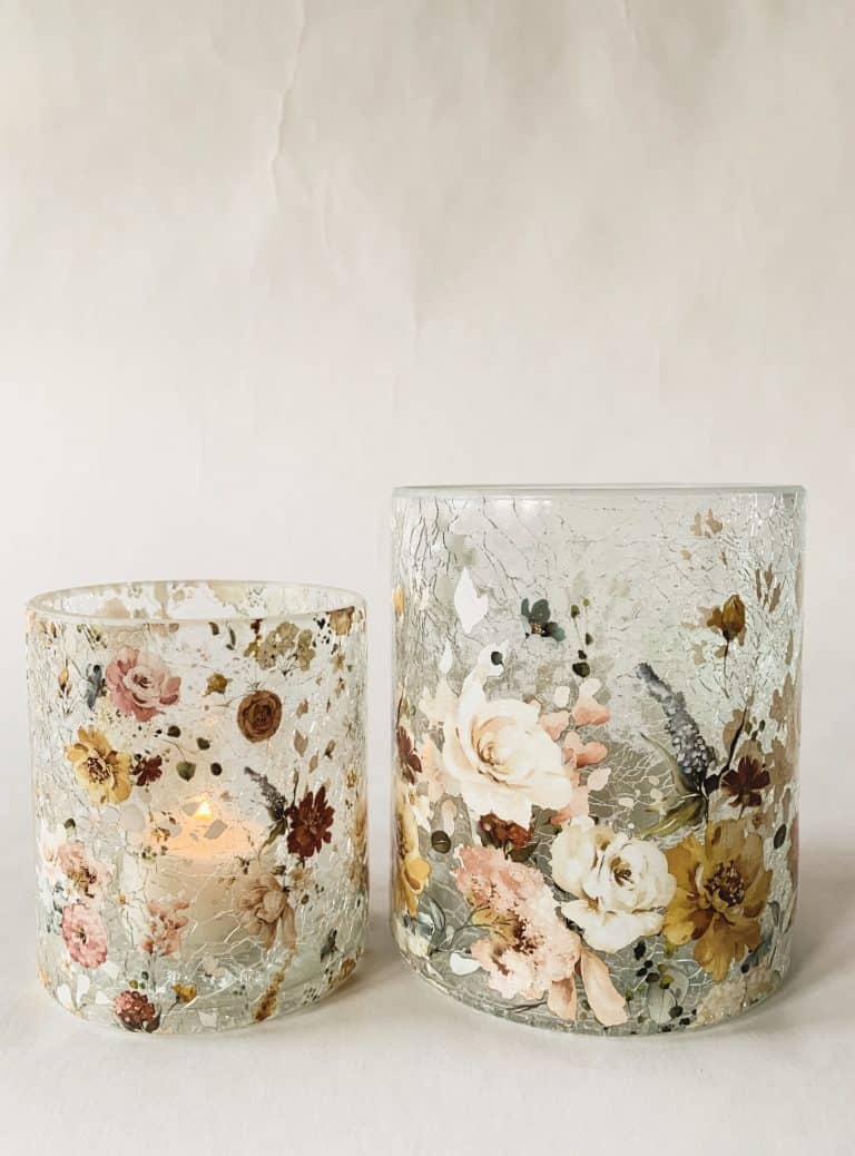 Lysglass krakelert blomstereng 11,5×13 cm