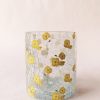 Lysglass krakelert gul blomst 9x10 cm