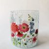 Lysglass krakelert rød/blå blomstereng 9x10 cm