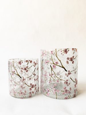 Lysglass krakelert kirsebærgrener 9x10 cm