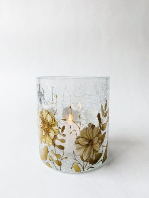 Lysglass krakelert blomstereng 9x10 cm