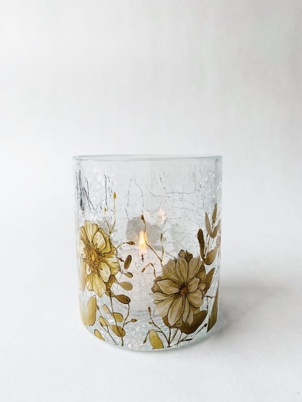Lysglass krakelert blomstereng 9x10 cm