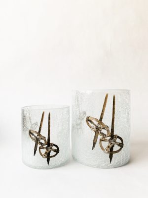 Lysglass krakelert frostet skistaver 11,5x13 cm