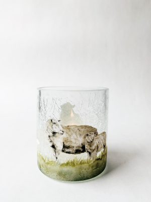 Lysglass krakelert frostet sau 9x10 cm