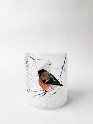 Lysglass krakelert frostet dompapp 9x10 cm