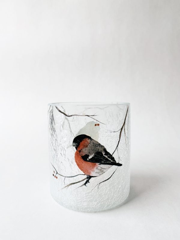 Lysglass krakelert frostet dompapp 9x10 cm