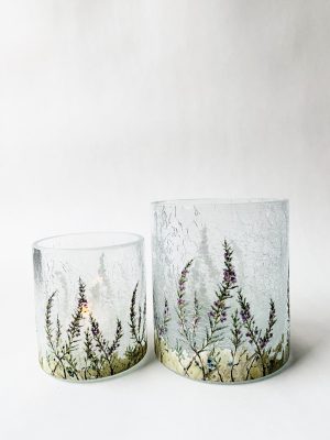 Lysglass krakelert frostet lyng 9x10 cm