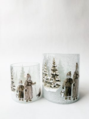 Lysglass krakelert frostet jul nostalgi barn 9x10 cm