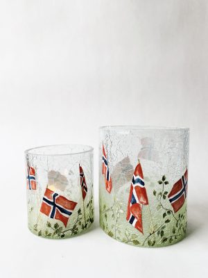 Lysglass krakelert frostet 17. mai 9x10 cm