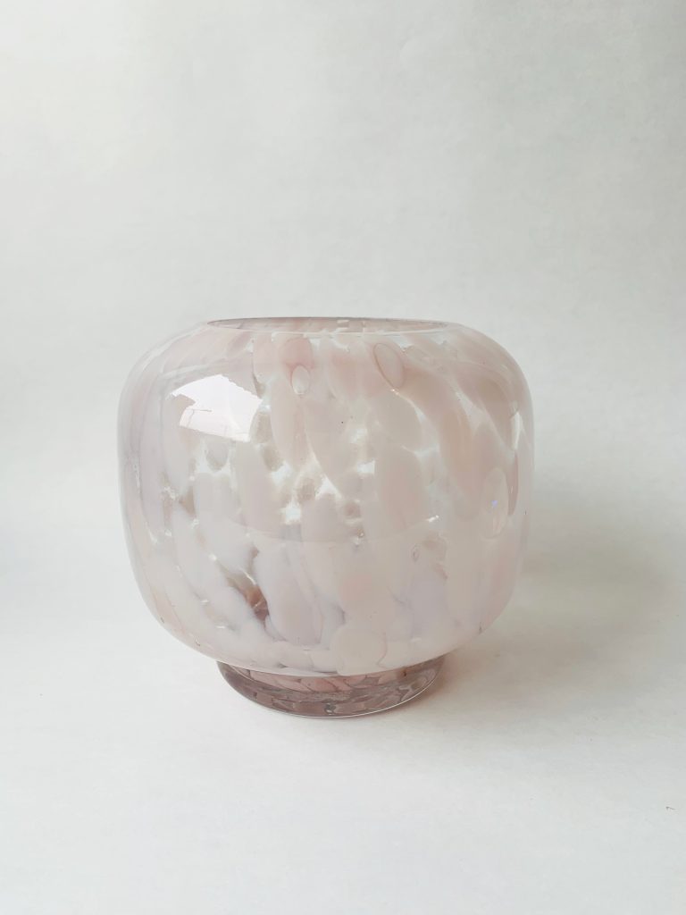 Vase/lysholder rosa m gull 16×14 cm