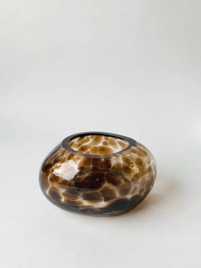 Lysholder glass organisk brun 6×10 cm