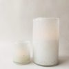 Lysholder munnblåst h 9 cm creme