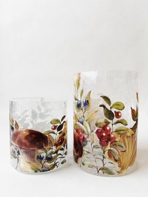 Lysglass krakelert 10x14,5 cm sopp