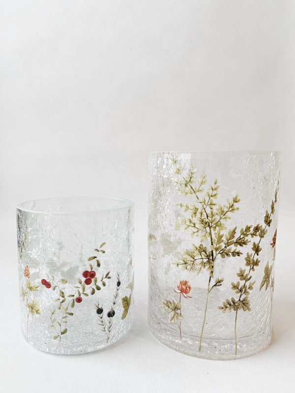Lysglass krakelert 9x10 cm lyng