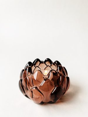 Lysglass artisjokk 8x5 cm brun