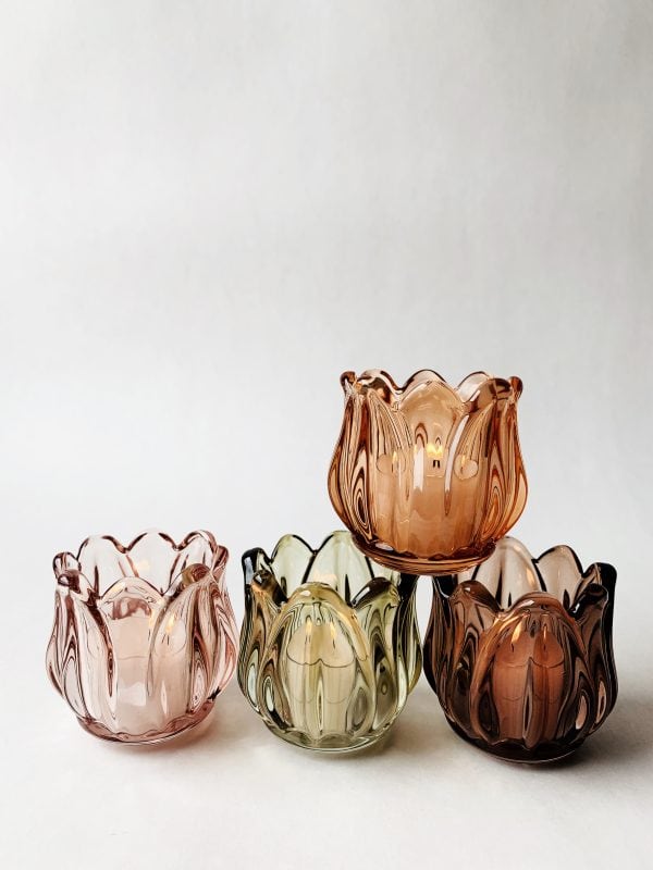 Lysglass tulipan 7x7 cm rosa - Bilde 2