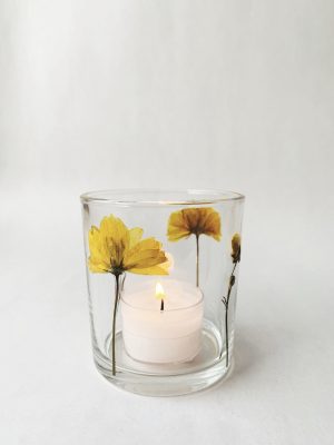 Lysglass botanikk 7x8 cm gul