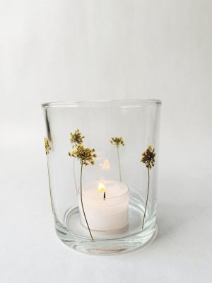 Lysglass botanikk 9x10 cm creme