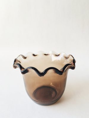 Lysglass bølger 13x10 cm brun