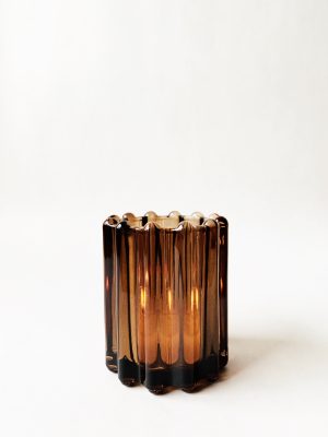 Lysglass riller Tone 7x8 cm brun