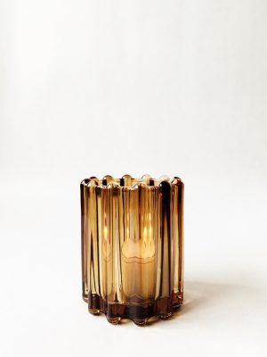 Lysglass riller Tone 7x8 cm gylden