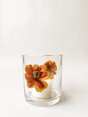 Lysglass botanikk 7x8 cm oransje blomst