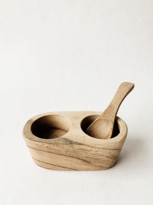 Salt/pepper holder m skje 10x5 cm