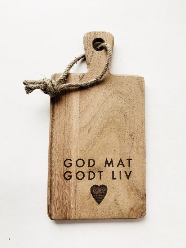 Fjøl akasie 13x25 cm "God mat godt liv"